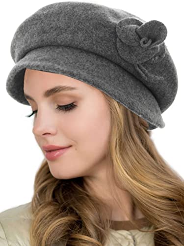 Wool French Beret Hat Grey Floral Beret Elegant Beret Cap Cloche Prom Winter Hat For Women And Girls #TOP1