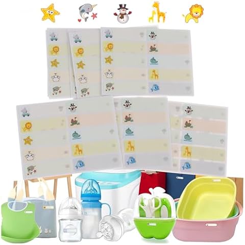 MIZAZBOX 200PCS Waterproof Name Labels for Daycare, School Supplies Name Label, Lunch Box Safe Name Tags, Baby Bottle Labels, Sippy Cup Water Bottle for Stuff School Cover