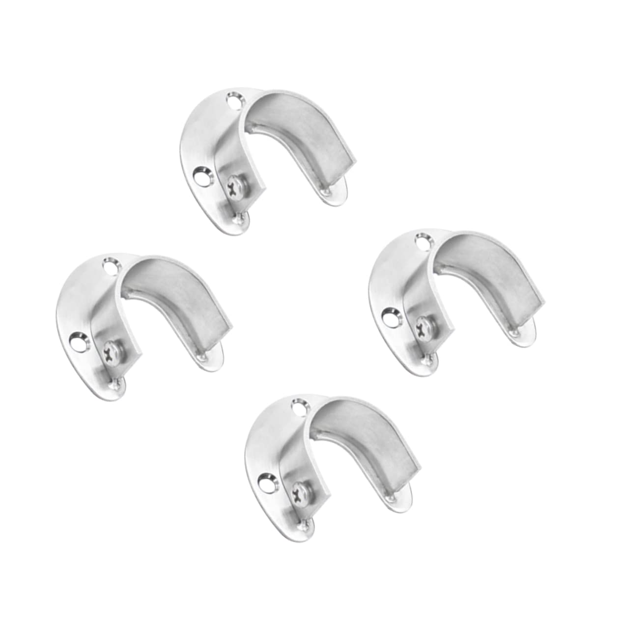 Ciieeo 4pcs Stainless Steel Hanging Rod Supports Wardrobe Rail Holders Flange Sockets for Closet Bathroom Balcony and Clothes Shop Use
