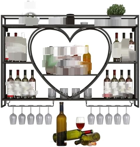 Łupowy stojak na wino Metalowy uchwyt na butelkę w kształcie serca Stemware Storage Space Saving Bar Decor Iron Shelf Rust Proof Drink Organizer Home Kitchen Display