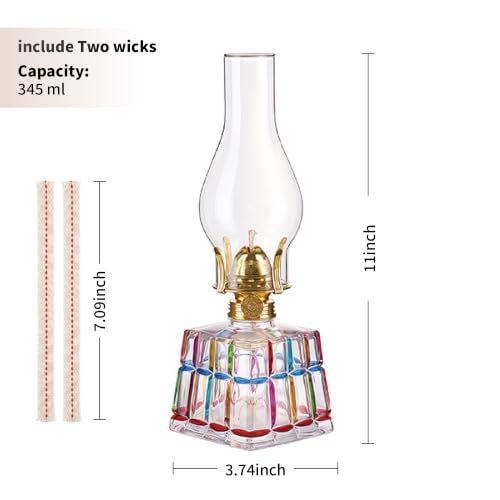 Colorful Glass Oil Lamp | Glass Tabletop Kerosene Lamp with 11in 345ml by THANKGOIL - Used condition - Image 6