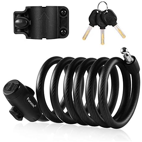 Bicycle Lock 180cm / 12mm Cable Lock with 3 Keys and Metal Cable Bicycle Lock Heavy Load, Safe Combination with mounting Bracket for Bicycle Tricycle Scooter Cover