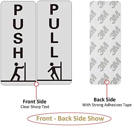2 Pack Push Pull Door Sign, 12 x 5CM Acrylic with Self-Adhesive Tape, for Business Stores Cafes Shops Indoor and Outdoor use