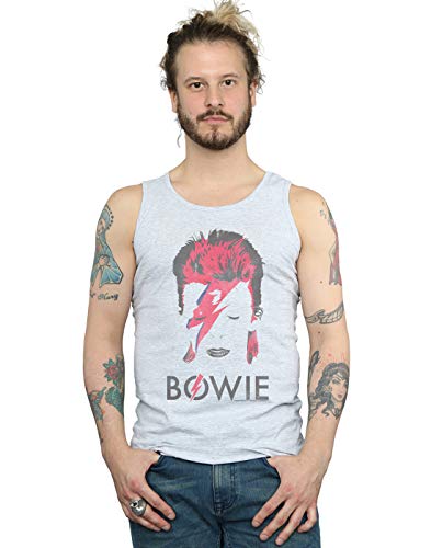Image of David Bowie Men's Aladdin Sane Distressed Vest Sport Grey Small