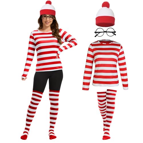 Gumyawl Adult Red and White Striped Shirt Women Funny Halloween