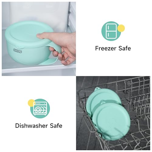 2PCs Silicone Lids for Dash My Mug Ice Cream Maker, Silicone Bowl Covers for Dash Ice Cream Maker Mug, Ice Cream Storage Lids, Food-grade, Reusable, Freezer Dishwasher Safe, Cyan (Bowl NOT Included)