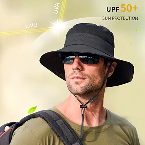 Image of Sun Hats for Men Women Fishing Hat UPF 50+ Breathable Wide Brim Summer UV Protection Hat