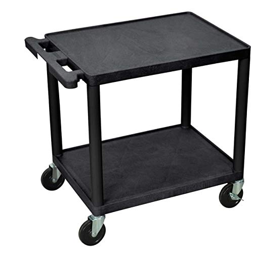 Luxor 26"H Mobile Multipurpose Plastic Storage Utility AV Cart with 2 Shelves