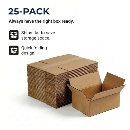 Image of BOX USA Small Shipping Boxes 10 inchL x 8 inchW x 4 inchH (25-Pack) - Small Corrugated Cardboard Packaging Boxes for Shipping, Packing, Moving, and Storage at Home, Office, or Business