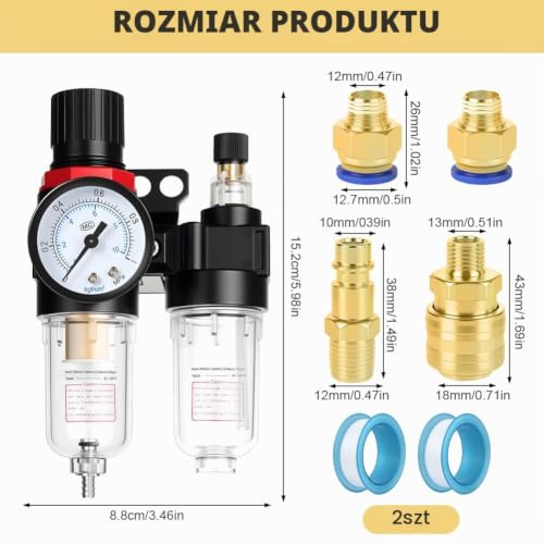 ANOMM Regulator ciśnienia sprężarki, regulator ciśnienia powietrza 1/4