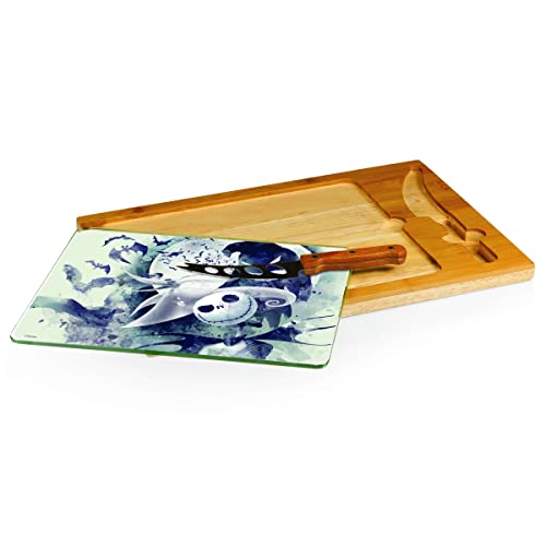 Toscana - A Picnic Time Brand Icon Glass Top Serving Tray And Knife Set Cutting Board, 15.4 By 10 Inches, Jack & Zero - Parawood & Bamboo #TOP2