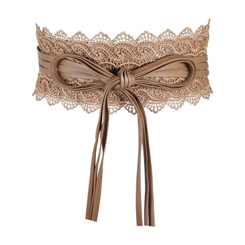 Manfnee Women Faux Leather Wrap Belt fashion wrap cinch belts Wide Waistband Belt for Dress