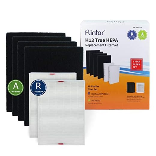 Flintar HPA200 H13 True HEPA Replacement Filter A/R Combo Pack, Compatible with Honeywell Air Purifier HPA200 Series, (2) H13 True HEPA Filter R + (4) Pre-Cut Activated Carbon Pre-Filter A