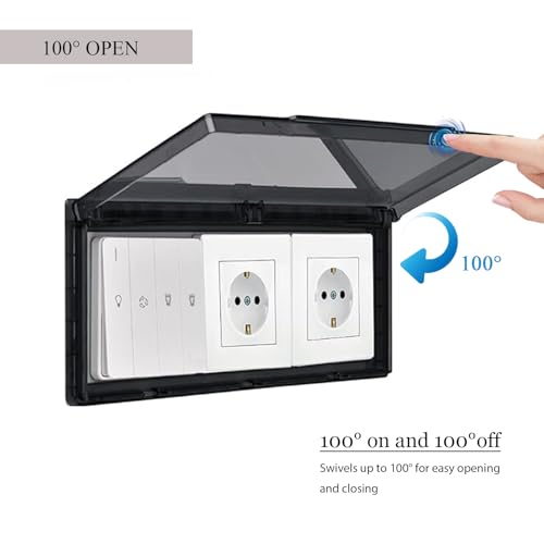 Schalter Abdeckung Steckdosenabdeckung, Typ 86 Flip Steckdose Abdeckung für 3 Fach, Ohne Bohren Hauchdünn Wasserdicht Steckdosenschutz Abdeckungen für Badezimmer, Zuhause, Draußen