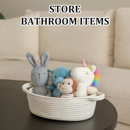 Geschenkkorb Leer, Geflochtener Korb Weiß mit Griff, Korb für Geschenke und Aufbewahrung, Geschenkkorb Baby, Geflochten für Kinderzimmer