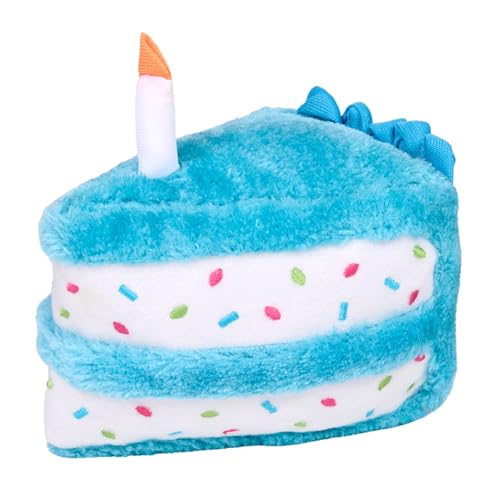 ZippyPaws Birthday Cake- Dog Squeaky Toys to Keep Them Busy, Funny Food Plush for Small, Medium, & Large Dogs, Cute Stuffed Puppy Toy, Pet Products, Gift for Dogs of All Breeds, Soft and Cuddly- Blue