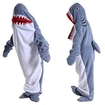Shark Blanket Hoodie Onesie for Women Men, Adult Kid Cozy Wearable Blanket Sleeping Bag, Soft Shark Costume Pajamas