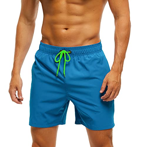 Aisprts Badehose Herren mit Reißverschlusstasche Schnelltrocknend Wasserabweisend Badehosen Männer Badeshorts Herren Atmungsaktiv Mit Tunnelzug Meshfutter (A8 blau,M)., 9.34 €
