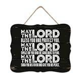 May The LORD Bless You And Protect You. Targa in legno rustica da parete con citazione con frase in lingua inglese, decorazione da parete, rustica, in legno, per casa, cucina, soggiorno, tavolo,
