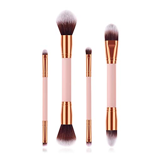 Logiverl Makeup Brushes Double Sided Concealer Powder Eyeshadow Eyebrow Blush Dual-Ended Make Up Brushes Set With Wooden Handle (Pink)… #TOP4