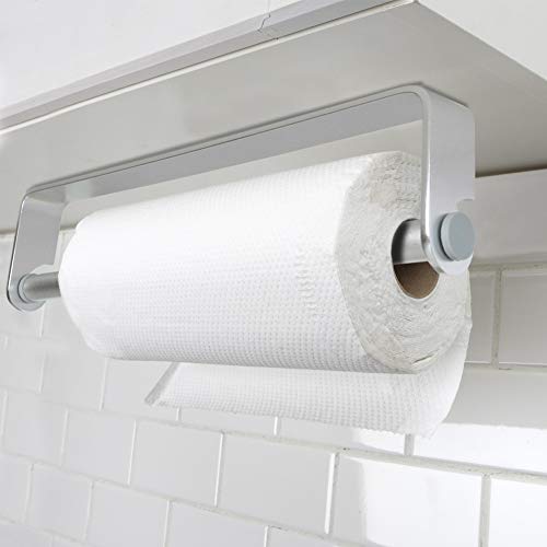 Qzna Self Adhesive & Wall Mount Paper Towel Holder & Dispenser,Kitchen Tissue Towel Holder Stand Under Cabinet-Silver #TOP5