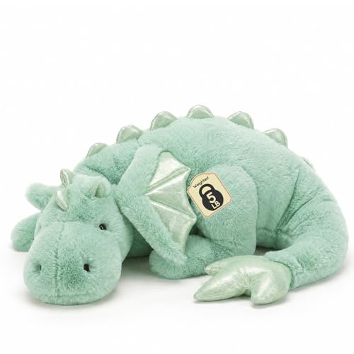 ARELUX Giant Weighted Winged Dragon Plush Toy - 35.4" 5lbs Soft Stuffed Animal for Comfort, Pterosaur Plushie Fuzzy Dinosaur Pillow Plushies Cuddly with Non-Removable Weighted Filling,Green