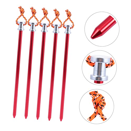Estacas de tienda UPKOCH de aleación de aluminio con cuerdas y 8 clavos para camping exterior 6