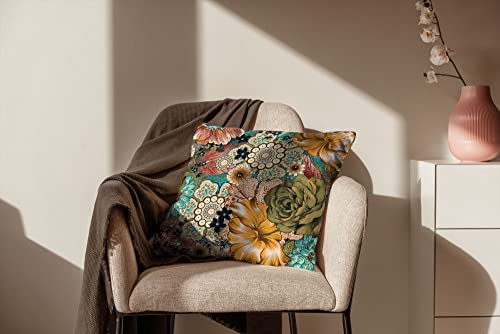 Asuexpect Boho Floral Throw Pillow Cover 18X18 Inch Set Of 2 Bohemian Vintage Flowers Cushion Covers Velvet Double Sided Printing Decorative Pillowcases For Living Room Bedroom Sofa Home Decor #TOP4
