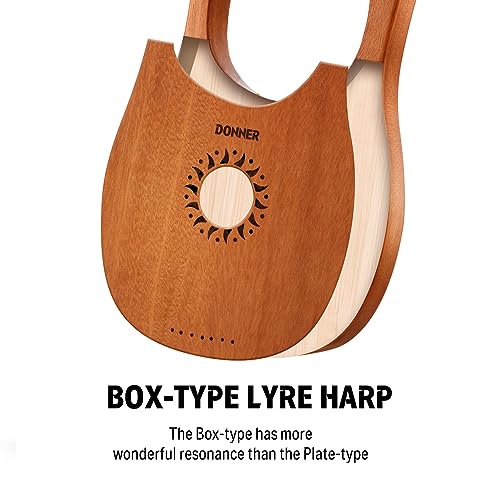 image for Donner Lyre Harp, 7 Metal Strings, Mahogany Body and Bone Saddle DLH-0