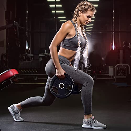 Ritfit Weight Plates For Barbell, 2-Inch Olympic Rubber Grip Plates For Weightlifting And Strength Training In Home & Gym, Single, Pair And Sets(5 Lb, Pair) #TOP5