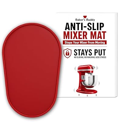 aker’s Buddy Anti-Slip Stand Mixer Mat for KitchenAid® Bowl-Lift 5–7 Qt Mixers – Silicone Non-Slip Base Helps Keep Mixer in Place, Reduces Vibration & Movement During Heavy Dough Kneading, (Red)