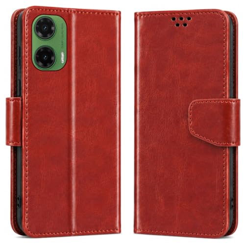 Image of SBMS Flip Cover for Motorola Moto G35 5G Back Cover Case with Magnatic Closure | Inbuilt Stand | Card & Money Pocket (Brown)