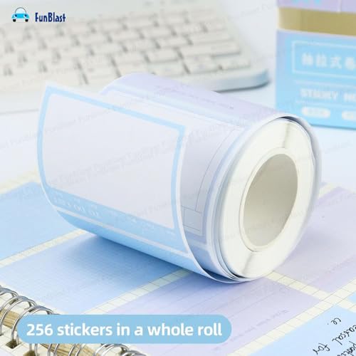 Image of FunBlast Sticky Notes Set - 256 Pcs Pull-Out With Dispenser, Self-Adhesive Memo Stickers, 8 Patterns Mini Pad for Office, School, Home (Blue)