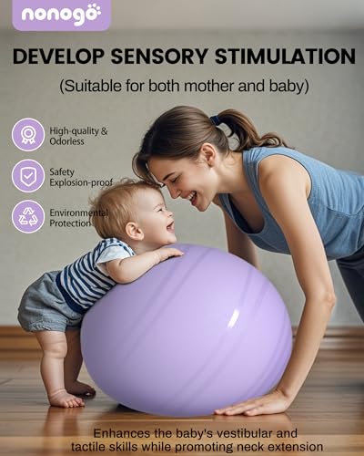 nonogo Birthing Ball for Pregnancy with Resistance Bands- Exercise Ball for Working Out, Yoga, Physical Therapy, Maternity Physio, Balance Stability Ball with Pump - Thumbnail 3