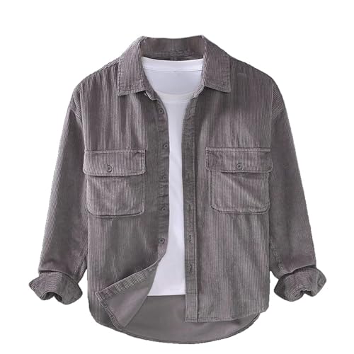 Chemise japonaise homme velours côtelé ample style Harajuku rétro manches longues