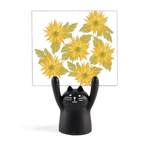 Support de mémo chat noir et tournesol une touche de douceur peinte à la main