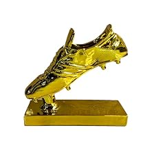Golden Stand Football Boot Trophy Shoe Resin Winners Cup Crafts Best Gold Plated Soccer Award Model Cup Gift Fans League Souvenirs, 20*7*17.5