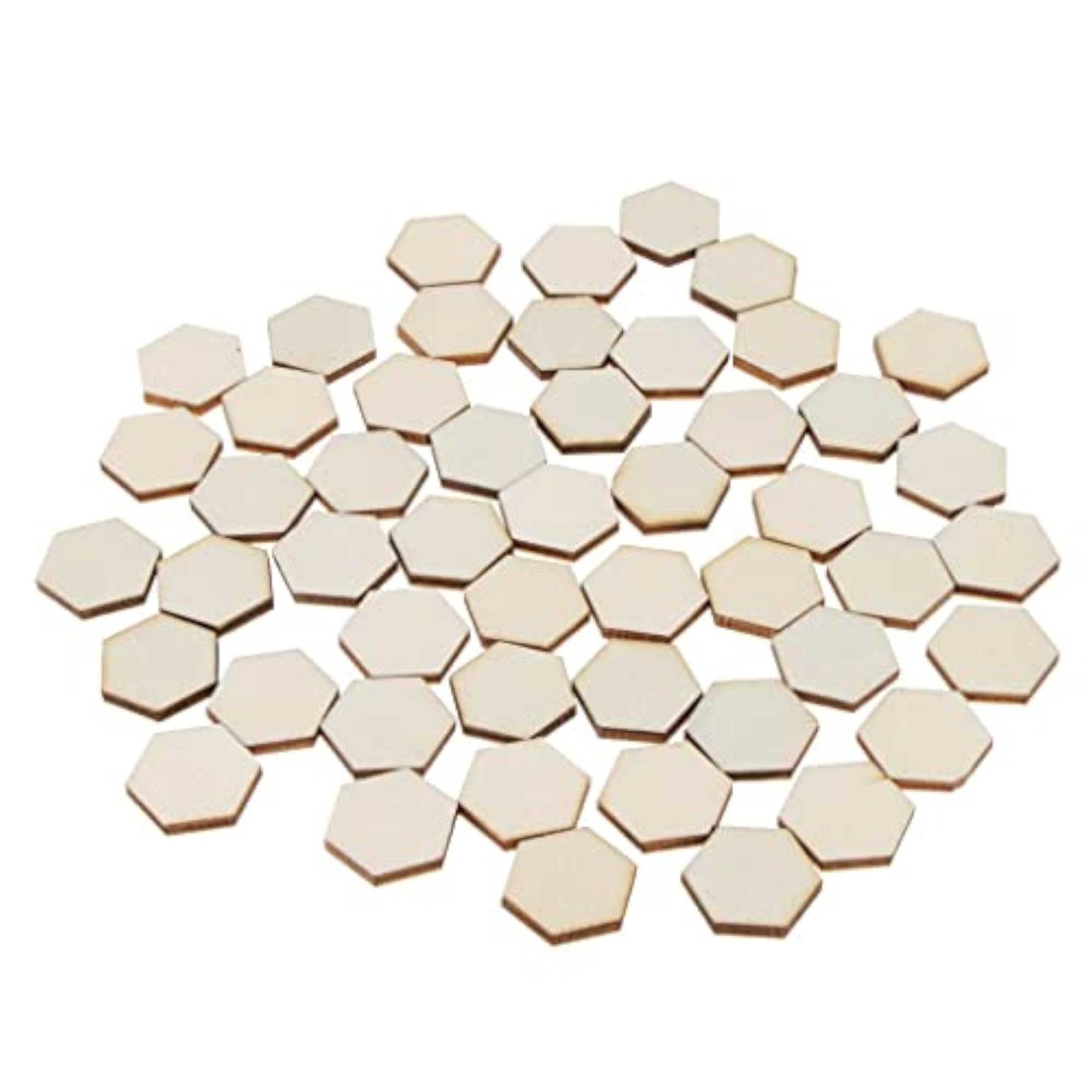 50 Pieces Blank Hexagon Cutout Wooden Chips