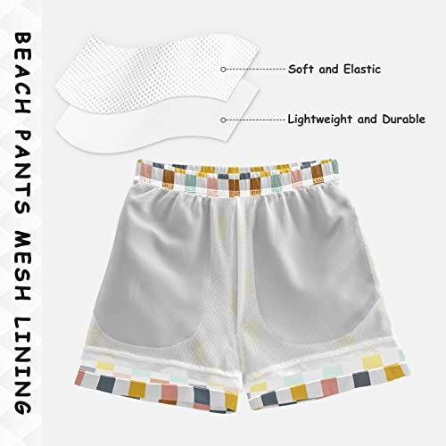 Colorful Checkered Geometric Boys Swim Trunks Summer Toddler Beach Board Shorts Kids Swimsuit Swimwear 4T #TOP4