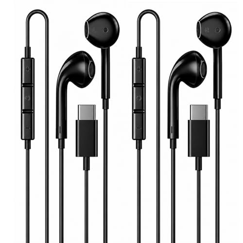 [Apple MFi Certified] USB C Headphones Wired for iPhone 17 16 15, 2 Pack