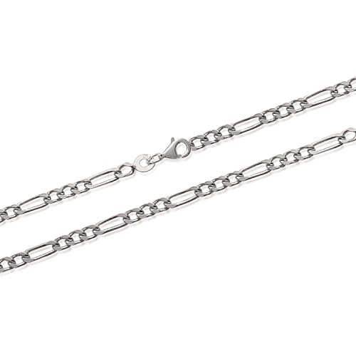 Collier Chaine Argent 925 Rhodié Femme Homme Maille Figaro Tata Gisèle