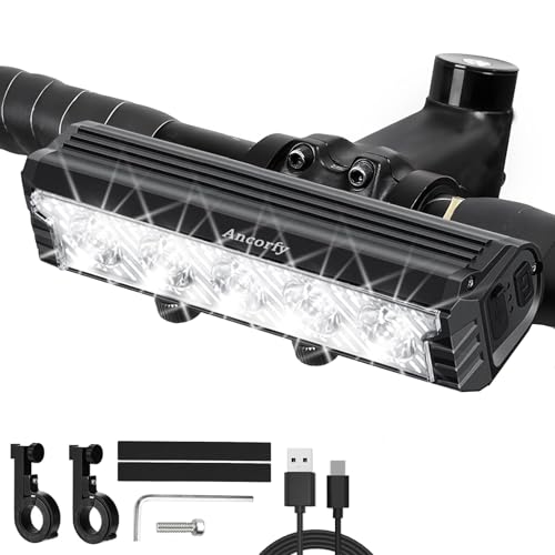 Ancorfy Super Bright LED Bike Light USB Rechargeable Bicycle Headlight Waterproof Bike Headlight 5 Modes 2500 Lumen Bicycle Headlight MTB Off-Road Cycling Commuting
