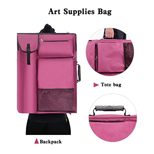 Treochtfun Art Portfolio Case,Art Portfolio Bag 18 X 24, Artist Backpack For Supplies/Artwork/Drawing Sketching Painting(Pink) #TOP1
