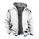 KONG JIMFAN Übergangsjacke Herren Regnet Jacke Herren Weste Herren Kapuzenjacke Leder Bomberjacke Herren Blazer Herren Muscle Shirt Karierte Jacke Herren Winterjacken Für Herren(White,4XL)