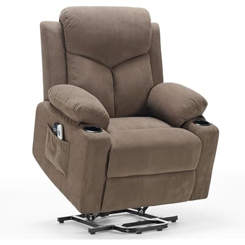 Power Lift Recliner Chair for Elderly with Massage, Electric Lift Chair with Remote, Cup Holders,USB & Type-C Ports for Living Room, L9913 (Coffee)