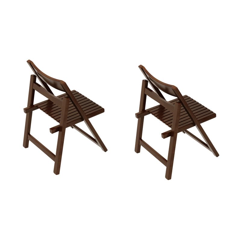 TFFCIC Folding Solid Wood Space Saving Dining Chairs, Ready Assembled Foldable Kitchen Lockable Chairs (Walnut, 2 Chairs Only)