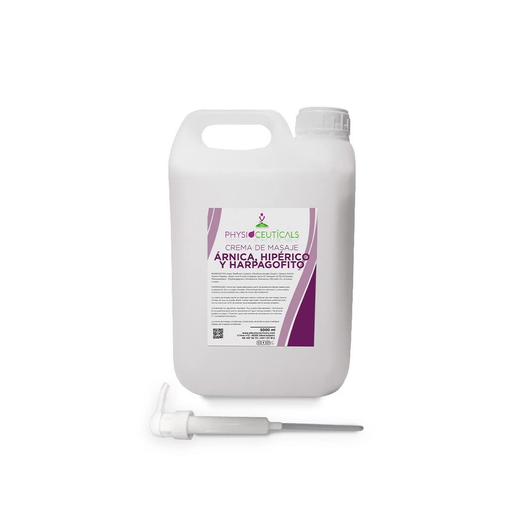 Crema Masaje Árnica Hipérico Harpagófito 5000ml + Dosificador- Formato Profesional, Especialistas, Fisioterapia y Quiromasaje