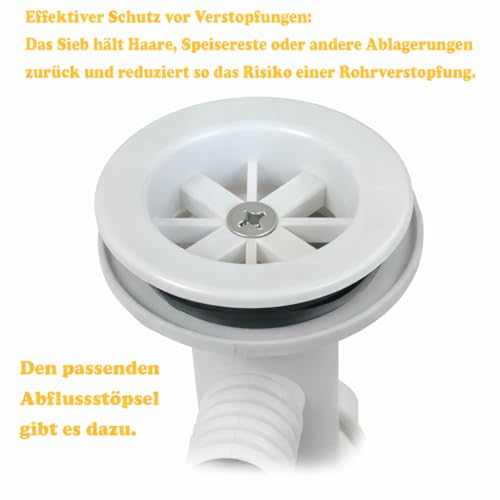 Siphon Kunststoff mit Waschmaschinen o. Geschirrspüler Anschluss Abflussrohr
