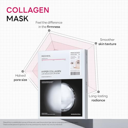 Mediheal Hyper Collagen - Collagen Real Deep Mask, Overnight Firming & Hydrating Gel Mask, Pore Appearance Refining, Plumping & Elasticity Care, Korean Skincare (4ea)