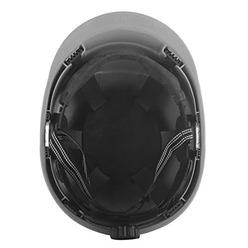 Image of KARAM PN542 Safety Helmet for Men Industrial & Construction Helmet | Ratchet Type Adjustment with Adjustable Chin Strap | Ventilation & Side Slot for Attachment | EN Certified Hard Hat | Apex Grey